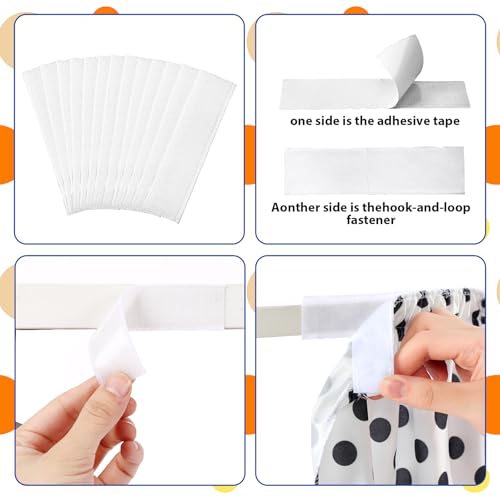 Image of Oudain 14 ft Black and White Polka Dots Table Skirt Cloths for Teacher Desk Boho Wrinkle Polka Dots White Table Cover Skirt for Kindergarten Classroom Kidney Shaped Desk Back to School Supplies