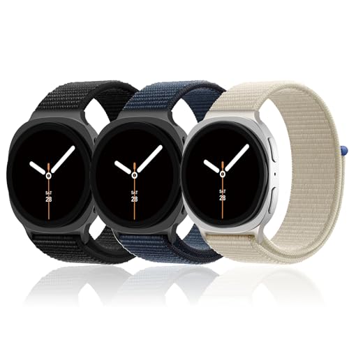 Image of 3 Pack Nylon Loop Band for Samsung Galaxy Watch 9 /8 40 /44mm 8 Classic 46mm | Soft Fabric, Sport Adjustable Strap, Replacement Wristband for Samsung Galaxy Watch 9 8 44mm 40mm /8 Classic 46mm Men Women