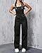Womens Overalls Demin Wide Leg Cargo jumpsuit Loose Fit Bib Baggy Jean Overalls Adjustable Straps for Women Black XL.