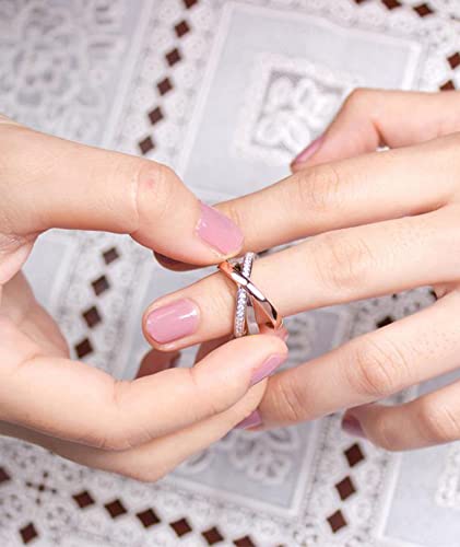 YL 925 Sterling Silver Cubic Zirconia 3pcs Interlocked Stackable Eternity Ring Set for Women4