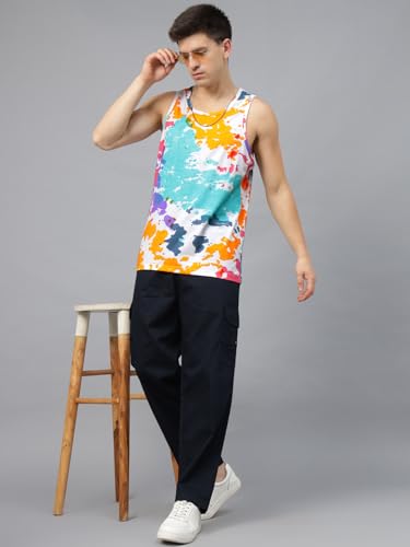 Image of Veirdo Men's Sleeveless Regular Fit Tshirt, All Over Printed Vest for Men, Cotton Sando for Beach Wear, Gym, Cycling, Running, & Other Sports (Available in Different Pattern)