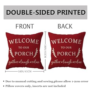 ULOVE LOVE YOURSELF Porch Decor Throw Pillow Covers 18x18,2Pack Country Farmhouse Pillowcases Welcome to Our Porch Stay Awhile Front Porch Bench Decor Cushion Covers(Red) ULOVE LOVE YOURSELF Porch Decor Throw Pillow Covers 18x182Pack Country Farmhouse Pillowcases Welcome to Our Porch Stay Awhile Front Porch Bench Decor Cushion CoversRed