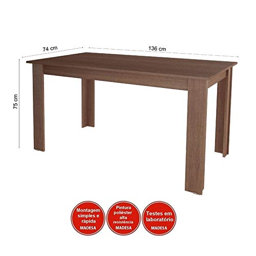 Conjunto Sala de Jantar Rosie Madesa Mesa Tampo de Madeira com 4 Cadeiras - Rustic/Hibiscos