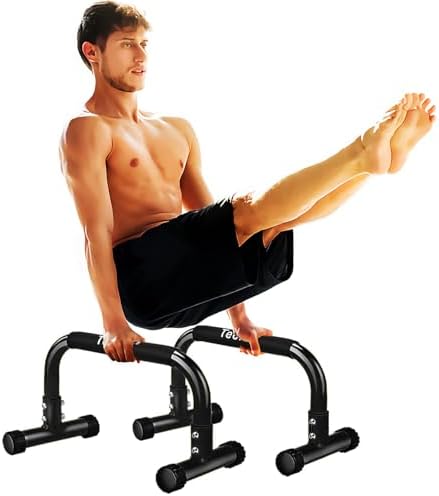 Push Up Bar, Parallettes Bars For L-sit & Dip, Heavy-Duty No Wobb...