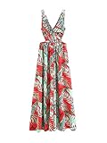 Floerns Women Sexy Sleeveless V-Neck Split Summer Beach Floral Print Maxi Dress Multicolor S