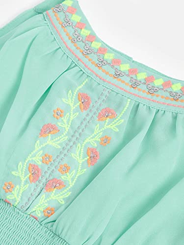 Image of Nautinati Baby Girls Strap Sleeve Fit & Flare Frock | Age 0-3 Years