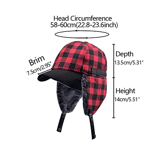 Winter Warm Trapper Trooper Hat Men Women Buffalo Plaid Bomber Baseball Cap With Ear Flaps #TOP3