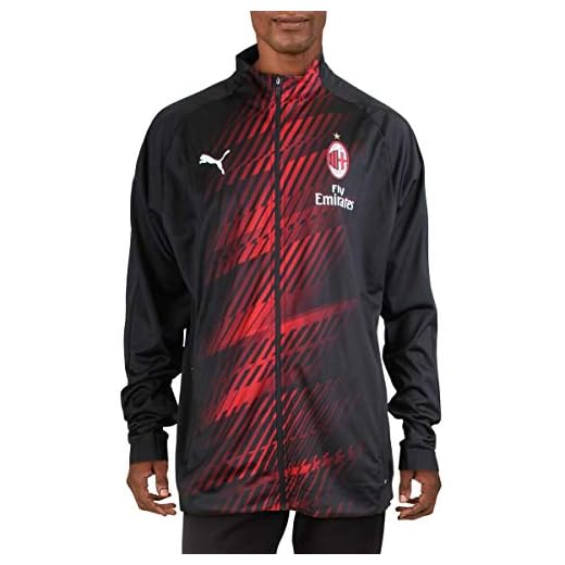 PUMA Men's AC Milan ACM Stadium Jacket, Black/Tango Red, XL