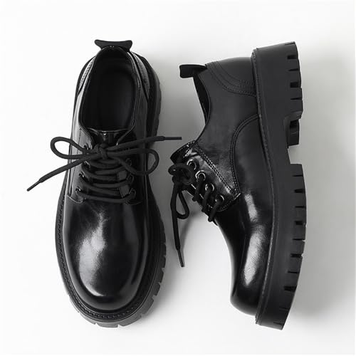 Mens Black Vintage Round Toe Dress Shoes Large Size Classic Business Formal Casual Leather Slip On Footwear2