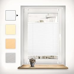 Persianas Sin Caja Sonello Estor Cortina plisada sin taladrar 45cm x 140cm blanco, cortina enrollable plisado cortina plisada para puerta y ventana persianas protección de la intimidad protección solar estores palisados