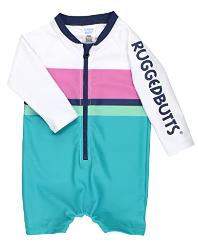 Image of RUGGEDBUTTS Baby/Toddler Boy Swimsuit, One Piece Zipper Rash Guard Sunsuit with UPF 50+ Sun Protection
