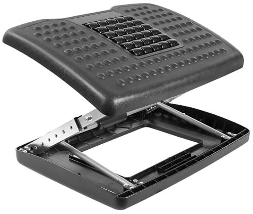 Mount-It! Under Desk Footrest Adjustable Height & Tilt Foot Rest Under Desk (3'–15') with Massage Rollers, Large Non Slip Ergonomic Office Foot Stool for Home Office & Workstation