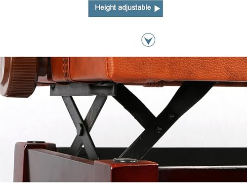 Banc de piano avec pieds en bois massif, hauteur réglable de 46 à 56 cm, coussin en cuir synthétique, tabouret de piano simple pour la maison et le studio, design confortable et élégant