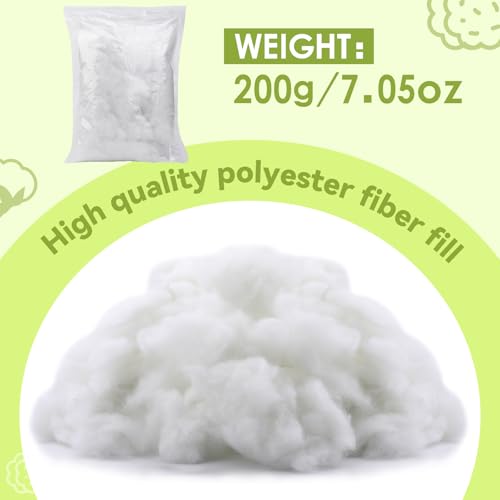 200g/7oz Polyester Poly Filling Stuffing, (1.8oz-1.21 lb) Premium Fiberfill Polyfill Stuffing for Stuffed Animals, High Resilience Fiber Fill Stuffing for Crafts, Crochet Stuffing - Thumbnail 2