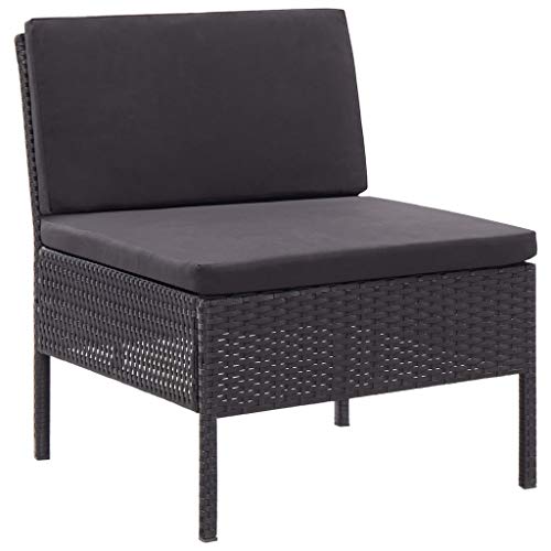 Tidyard Lounge Sofa Gartensofa 3-Sitzer Gartenbank Rattan Gartenmöbel Set Balkon Couch balkonmöbel Loungemöbel für Garten Terrasse, 3 teilig Schwarz typ-2 – Bild 7