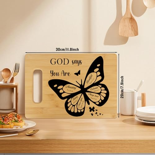 Tabla de Cortar de Bambú con Diseño Inspirador para Mujeres Católicas: 'Dios Dice Que Eres', Regalo Espiritual, de Cumpleaños o Navidad miniatura 2