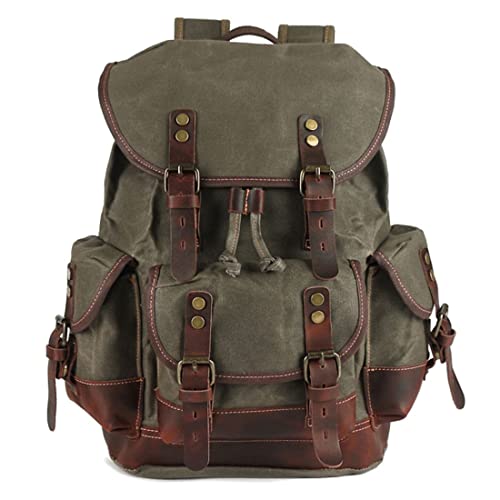 Monetais Vintage Canvas Backpack with Leather Trim