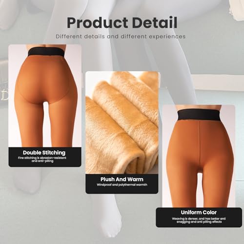 Image of X-CHENG Fleece Lined Tights Sheer Women - Fake Translucent Warm Pantyhose Leggings Sheer Thick Tights for Winter
