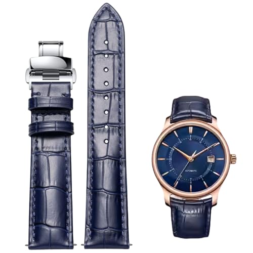 Image of Quick Release Genuine Leather Deployment Watch Band Italian Alligator Grain Embossed Calfskin Leather 14mm to 24mm Luxury Business Casual Universal Replacement Strap Men Women