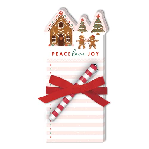 Lady Jayne Gingerbread Man Christmas Diecut Notepad With Pen (50210), Multicolor