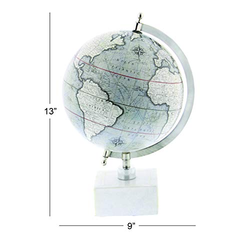 Deco 79 Marble Globe, 9" x 8" x 14", White by Deco 79 - Image 6