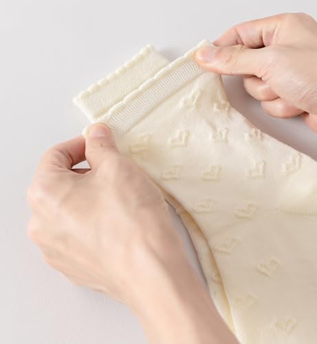 6 Pairs Womens Crew Socks, Cute Cotton Scallop Socks for Women, Size 5-93