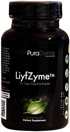 LiyfZyme Plant Based Digestive Enzyme Supplement - 180 Veggie Caps. PuraDyme By Lou Cornoa.