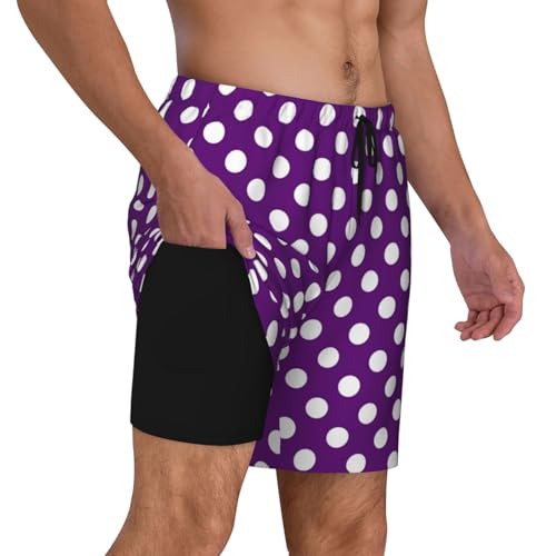 Purple Polka Dot Funny Men's Swim Trunks Board Shorts Quick Dry-2