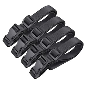 Vigorport Utility Straps with Quick Release Buckle, Nylon Backpack Accessory Sleeping Bag Strap, Adjustable for Hiking, Travel, Outdoor Sports-4 Pack (Black, 0.75″ W-40” L)