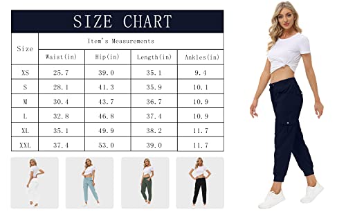 Mofiz Women Cargo Pants With Pockets Lightweight Outdoor Summer Travel Casual Hiking Pants Running Joggers Sweatpants Elastic Waist Navy Xs #TOP6