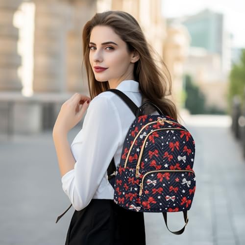 Image of ALAZA Bow Star Red Blue Women Backpack Purse Ladies Fashion Shoulder Bag Daypack Travel Bag 10L