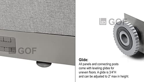 Gof Freestanding Office Partition, Large Fabric Room Divider Panel, 48" W X 60" H #TOP4