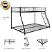 Bunk Beds Twin Over Full, Heavy Duty Metal Bed Frame with Safety Rail and Ladder for Dormitory Bedroom Boys Girls Adults,No Box Spring Needed,Black (Black)