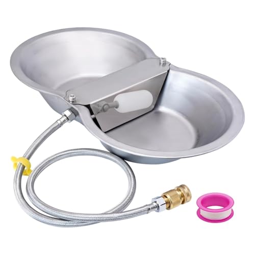 Puleuroy Dispensador de Agua Automático para Perros Grandes de 2 Galones, Kits de Válvula Flotante, Bebedero para Animales, Recipiente de Acero Inoxidable