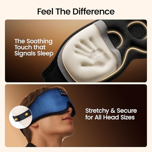 Image of LC-dolida Sleeping Headphones Eye Mask, Sleep Mask with Bluetooth Headphones 3D Eye Mask Wireless Music Cotton Sleep Cover for Side Sleepers Nap Insomnia Air Travel Meditation Gifts for Unisex