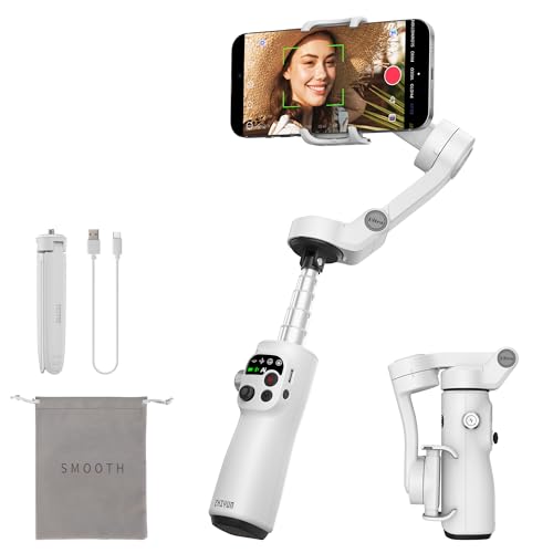 ZHIYUN Smooth Q5 Ultra [Officiel] Stabilisateur Smartphone, Intégré éclairage Appoint/Tige Extension/Trépied, Autonomie de 13.5h, Portable et Pliable, Stabilisateur Telephone pour Vlogs/YouTube/TikTok