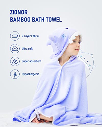 Zionor Bamboo Hooded Towel For Kids - 35'' X 50'' Extra Large Bath Towels For Kids 3-10 Yrs, Premium Soft Towels For Boys Girls, Ultra Absorbent And Hypoallergenic (Purple, Double-Layer) #TOP1
