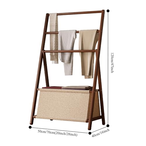 Portant à vêtements en bambou 71cm avec sac en tissu et penderie triangle - 8