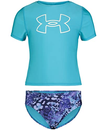 Rashguard Under Armour para niñas dos piezas azul Surf Tropic