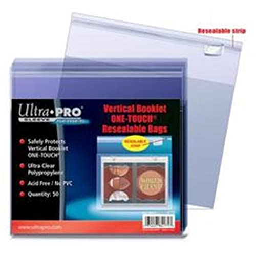 Price comparison product image 50 Ultra Pro Vertical Booklet One-Touch Resealable Bags - Strip Clear - 84171