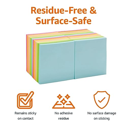 Amazon Fundamentals Sq. Sticky Notes, Workplace Provides for Desk, 3-x-3-inch - Image 3