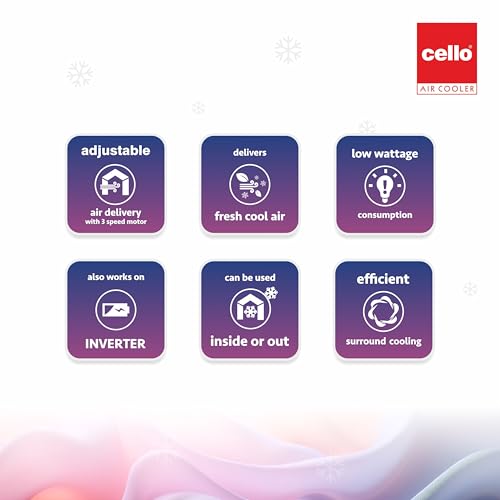 Image of CELLO Breezer 45 Litres Heavy Duty Vertical Commercial Air Cooler | High-Density Honeycomb Cooling Pads, Auto-Fill Water Technology, Powerful Air Flow | Long Life Air Cooler For Restaurants & Office