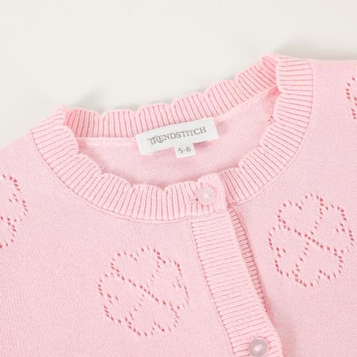 Girls' Cardigan Long Sleeve Shrug Sweater for Kids Cotton Cropped Uniform Knit Outerwear Lucky Clover and Heart3