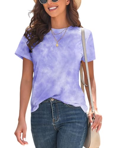 Image of KevaMolly Basic T Shirts for Women UPF 50+ Short Sleeve Casual Summer Tops Trendy Solid Loose Fit Crew Neck Tees Tshirt
