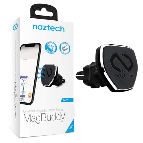 Naztech MagBuddy Car Air Vent Cell Phone Holder Mount [Hands Free - Easily Install] Universal for iPhone 15/14/13 Galaxy S24/S23, Pixel & More [Black]