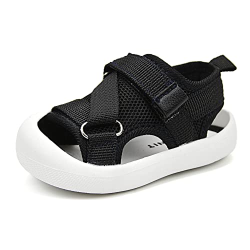 Baby Boys Girls Sports Sandals Lightweight Anti-Slip Rubber Sole Beach Aquatic Water Shoes Summer Toddler First Walking Shoe (6 M US Toddler, C-Black)