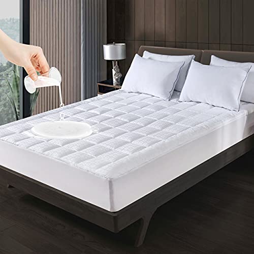 Mattress Pad Cover Queen Size Cooling Mattress Topper Pillow Top Cotton Upper Layer With Polyester Fill Quilted Fitted Mattress Protector 8"-21" Deep Pocket… #TOP18