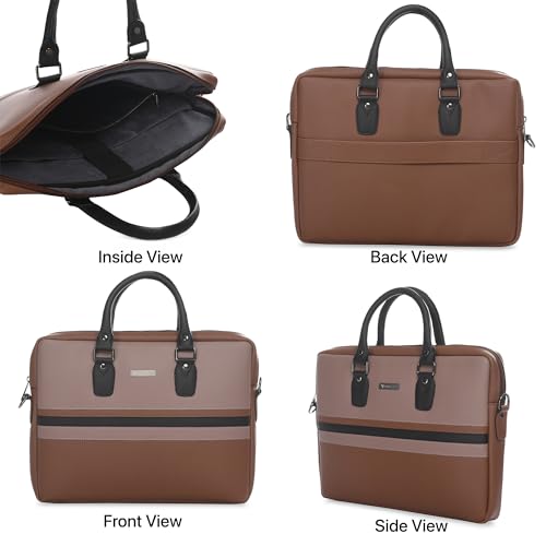 Image of Vaku Luxos MILAN 14 Inch Laptop Bag Leather Collection Messenger Organizer Shoulder Sling Office Bag for Men & Women With Adjustable Strap for Laptop and MacBook up to 14 inch