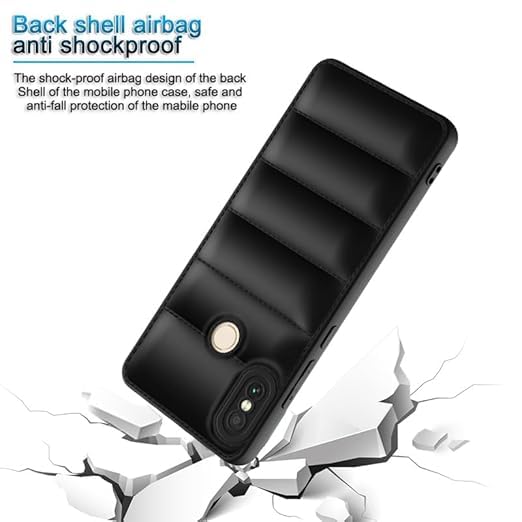 Image of JANAK RAJ Quilted Puffer - Soft Touch Stylish Design Back Case Cover Compatible with Xiaomi Redmi Note 5 Pro | Shockproof Silicone Bumper with Camera Protection - Black