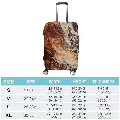 Marble Mixed Brown Luggage Cover, Elastic Luggage Protector Fits 19-32in Suitcases, Washable & Anti-Scratch Suitcase Cover for Men Women S2